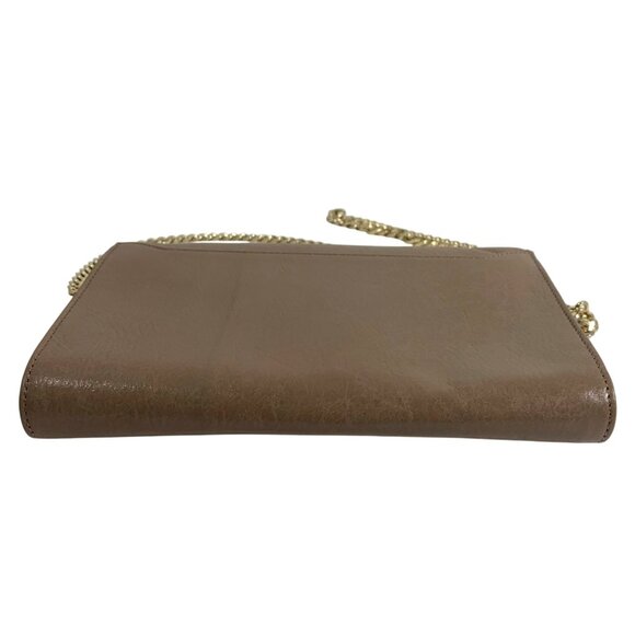 Botkier NY Taupe Leather Chevron Quilted Crossbody Wallet Gold Chain Strap - Picture 7 of 16